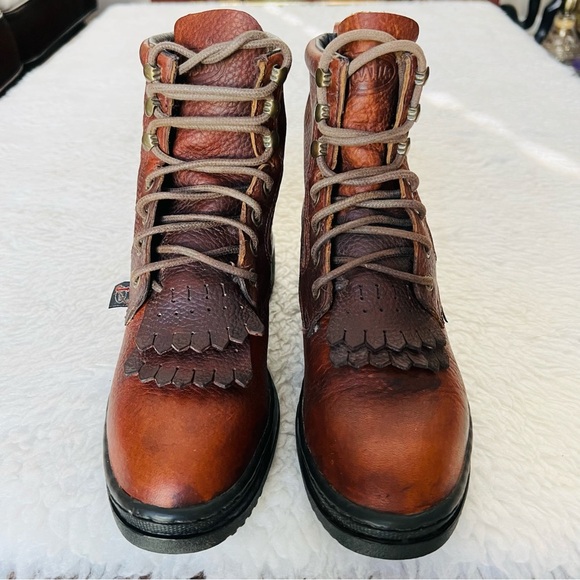 Justin Boots Shoes - Justin L0995 Cowhide Copper Grizzly Brown Leather Women’s Chukka/Ankle Boots 6 B